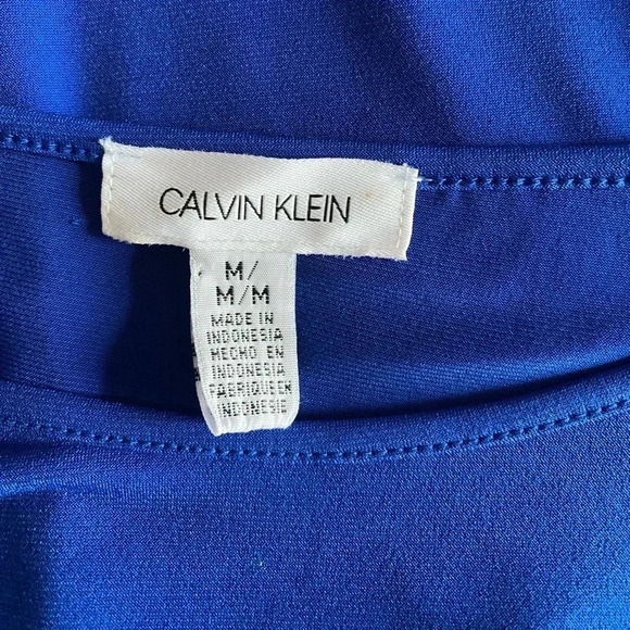 CALVIN KLEIN | Women's Long Sleeve Blue Jersey with Chiffon Sleeves Top Size M - Picture 8 of 10